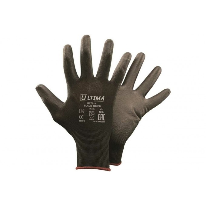 ULTIMA Перчатки BLACK TOUCH нейлон с полиуретановым покрыт, черные ULT615/XXL 16168574